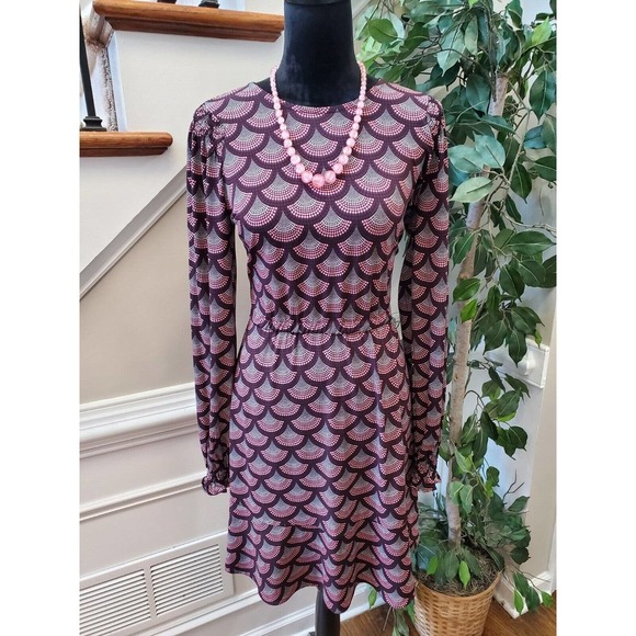 Michael Kors Women Multicolor Balloon Sleeve Round Neck Knee Length Dress Size M - Picture 13 of 13